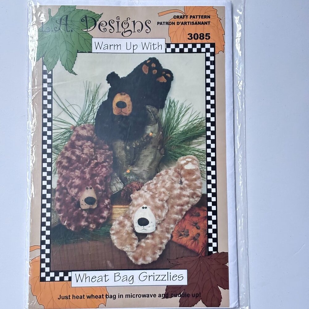 LA Designs Wheat Bag Grizzlies uncut craft pattern 3085
